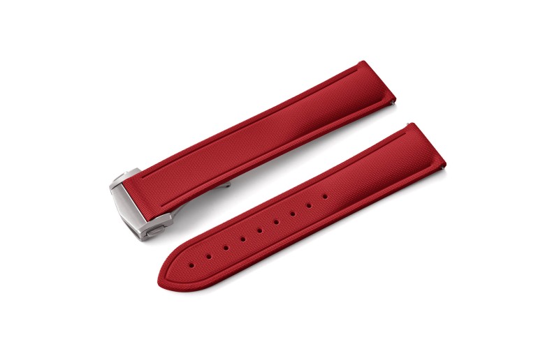 FKM rubber watch strap with fabric texture, 22 mm, Red FKM rubber watch strap with fabric texture, 22 mm, Red