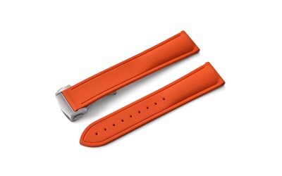 FKM rubber watch strap with fabric texture, 20 mm, Orange