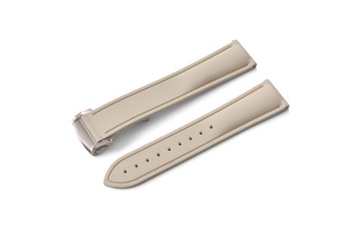 FKM rubber watch strap with fabric texture, 20 mm, Beige