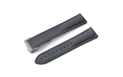 FKM rubber watch strap with fabric texture, 22 mm, Grey