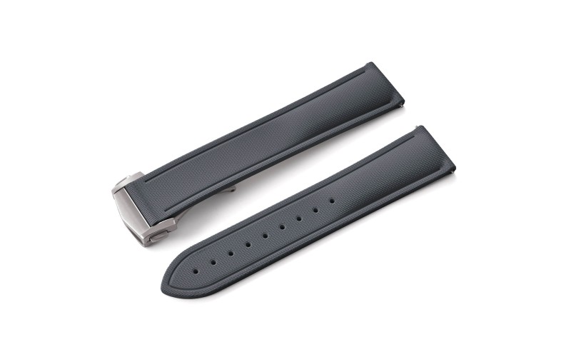 FKM rubber watch strap with fabric texture, 22 mm, Grey FKM rubber watch strap with fabric texture, 22 mm, Grey