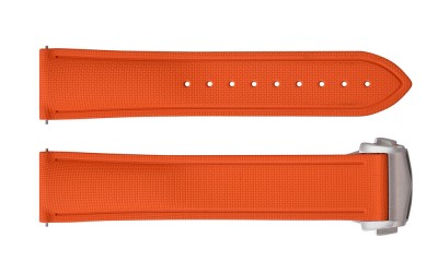 FKM rubber watch strap with fabric texture, 20 mm, Orange