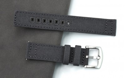 Canvas cotton washable watch strap, 20mm, Grey, JP-CWB007-20C-8A