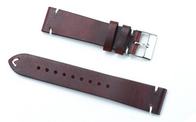 Top grain Italian leather watch strap, 20 mm, Burgundy