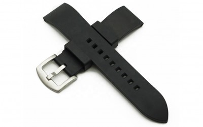 Sporty FKM rubber watch strap, 20mm, Black, JP-RWB0002-20P-1A