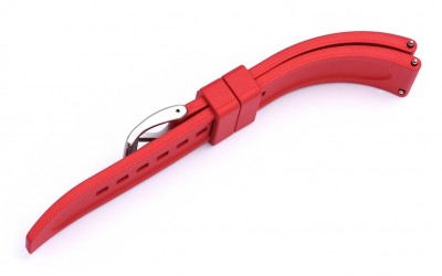 Sporty FKM rubber watch strap, 22mm, Red, JP-RWB0002-22P-4A