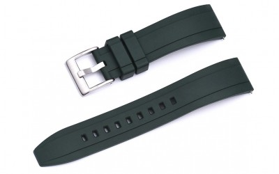 Premium grade FKM rubber watch strap, 22mm, Green (Olive), JP-RWB041-22P-3A