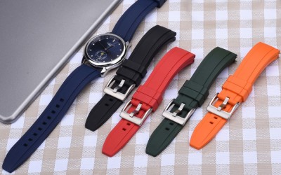 Premium grade FKM rubber watch strap, 24mm, Blue, JP-RWB041-24P-2A