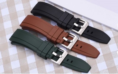 Premium grade FKM rubber watch strap, 20mm, Green (Olive), JP-RWB041-20P-3A