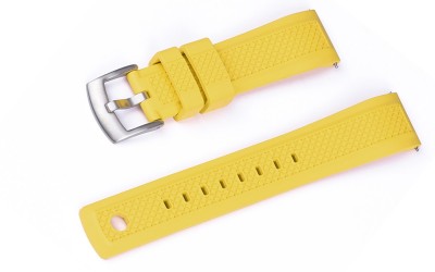 Sporty FKM rubber watch strap with locking feature, 20mm, Yellow, JP-RWB042-20P-9A