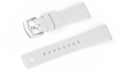 Sporty FKM rubber watch strap with locking feature, 20mm, White, JP-RWB042-20P-7A