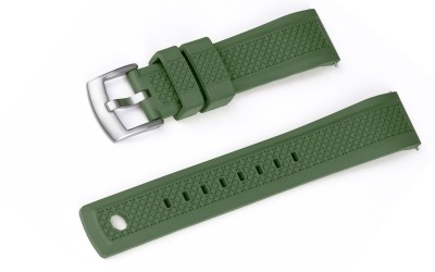 Sporty FKM rubber watch strap with locking feature, 20mm, Green, JP-RWB042-20P-3A