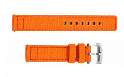 Washable cotton canvas watch strap, 22 mm, Orange