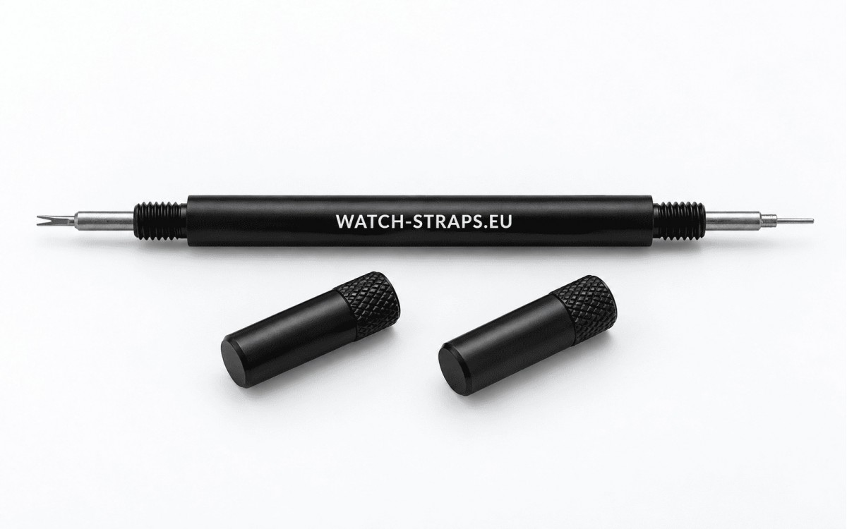 Dual-ended spring bar removal and watch bracelet adjustment tool, Black