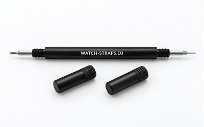 Dual-ended spring bar removal and watch bracelet adjustment tool, Black